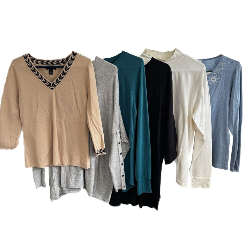 Womens Casual Fall Winter Top Lot Medium 6 Piece Comfort Everyday Basic Normcore